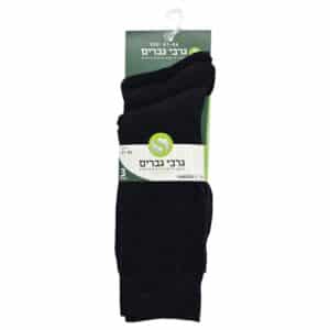 שלישית גרבי גבר שחור חלק