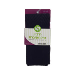 גרביון מיקרופיברה לילדות מדוגם שחור