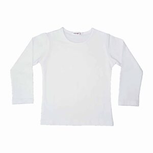 חולצת בסיס לילדות שרוול ארוך - לבן, 14