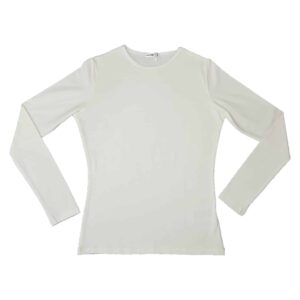 חולצת בסיס לנשים שרוול ארוך - קרם, XL