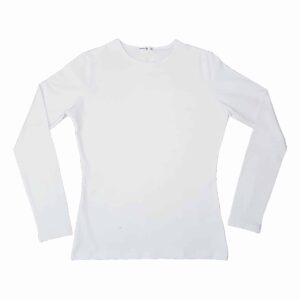 חולצת בסיס לנשים שרוול ארוך - לבן, XL