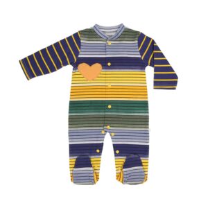 אוברול BABY אינטרלוק מעבר/קיץ פסים צהוב - 3-6