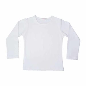 חולצת בסיס לילדות שרוול ארוך - לבן, 12