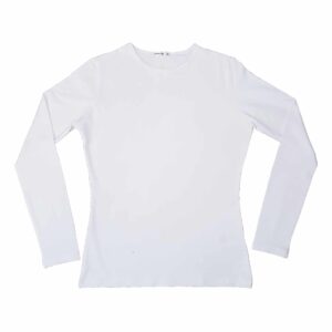 חולצת בסיס לנשים שרוול ארוך - לבן, S