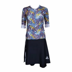 בגד ים ילדות/נערות צנוע 2 חלקים עלים צהוב - 8