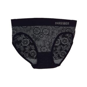 תחתון סנטוני נשים בקיני ללא תפר דמוי תחרה - אפור-שחור-2, M