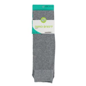 גרבי ירך כותנה חלק אפור בהיר מלאנג
