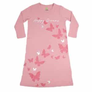 כותנת לילה לילדות קיץ פרפרים ורוד עתיק - 14