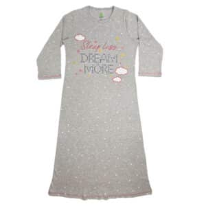 כותונת לילה נשים קיץ עננים אפור - M