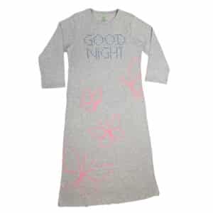 כותונת לילה נשים קיץ פרפרים אפור - L