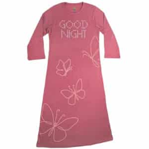 כותונת לילה נשים קיץ פרפרים אדמדם - L