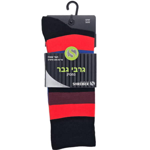 ⁦גרבי במבוק לגבר – 'פרימיום' 200 מחטים פסים צבעוניים⁩ – תמונה ⁦2⁩