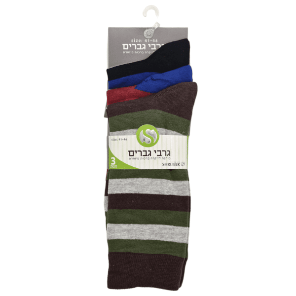 ⁦שלישית גרבי גבר כותנה פסים צבעוני⁩ – תמונה ⁦2⁩