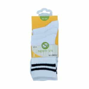 גרבי תינוקות  שלישיה לבן פסים צבעים - שחור, 0-6