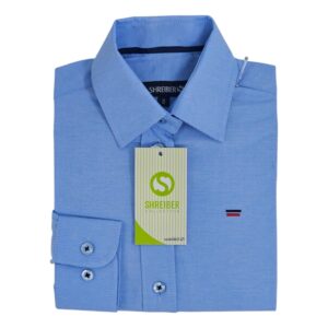 חולצת תלבושת לבית ספר תכלת עם פס אדום - M